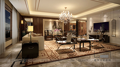 波托菲諾純水岸中式風(fēng)格255平裝修設(shè)計